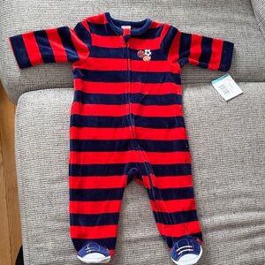 Little Me Red and Blue Striped Footie